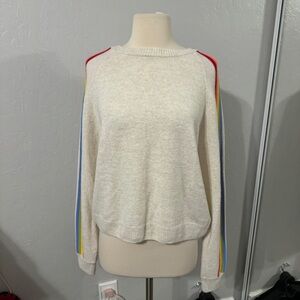 NWT Cream Sweater w/ Rainbows On Sleeves